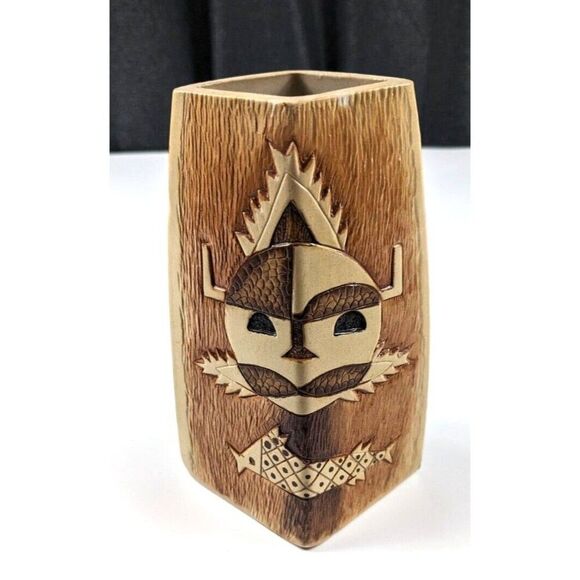 First Nations Inuit Pottery Primitive Art Vase 8" x 5" - Picture 1 of 8